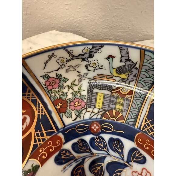 Vintage Mid Century Hand-Painted Gold Imari Plate 11” Inches - Picture 3 of 12